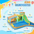 8 In 1 Inflatable Bounce House Water Slide With 680W High Power Blower, For 3-8 Years