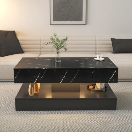 6.93IN High LED Coffee Table,Modern Coffee Table For Living Room,Living Room Tables,Large Living Room Furniture,LED Lights