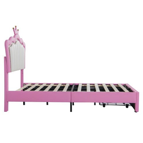 Twin Size Princess Bed Frame with LED Lights, Storage Drawer, Free Shipping