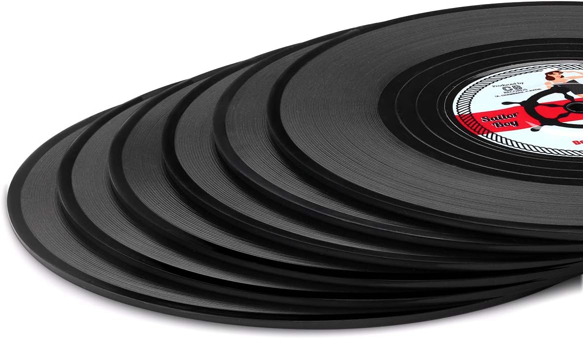 Retro Rockabilly Vinyl Record Coasters – 6-Piece Set | Vintage Drink Coasters for Home, Bar, Coffee Table & Music Lovers