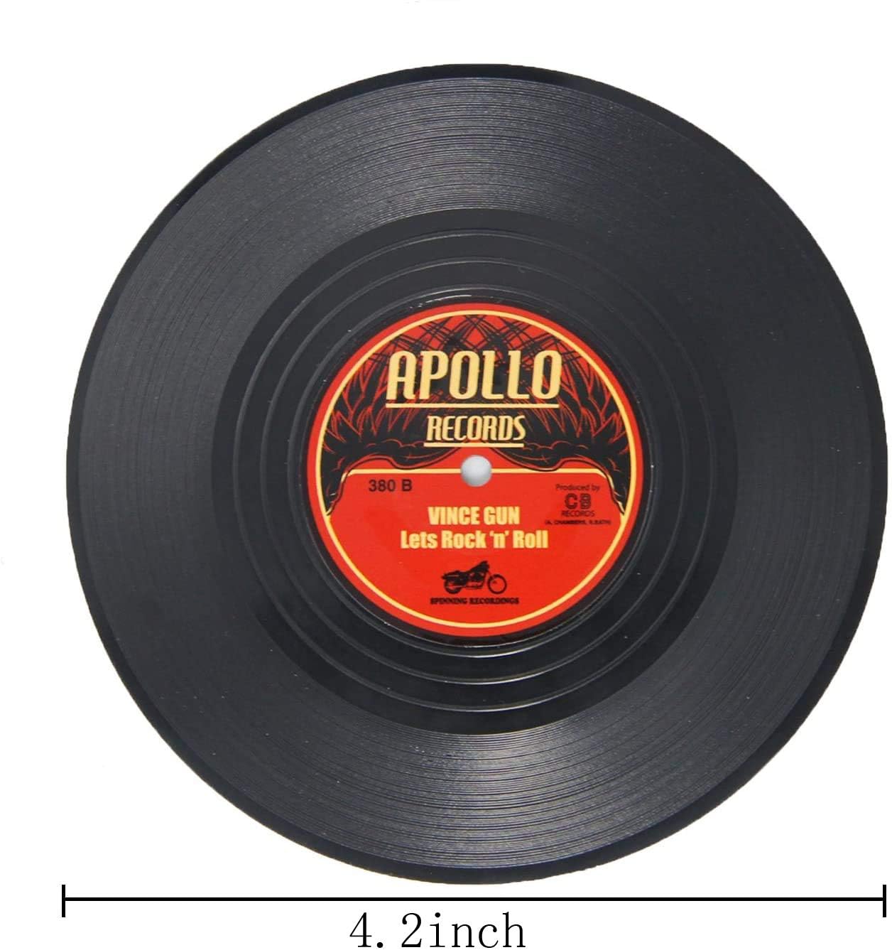 Retro Rockabilly Vinyl Record Coasters – 6-Piece Set | Vintage Drink Coasters for Home, Bar, Coffee Table & Music Lovers