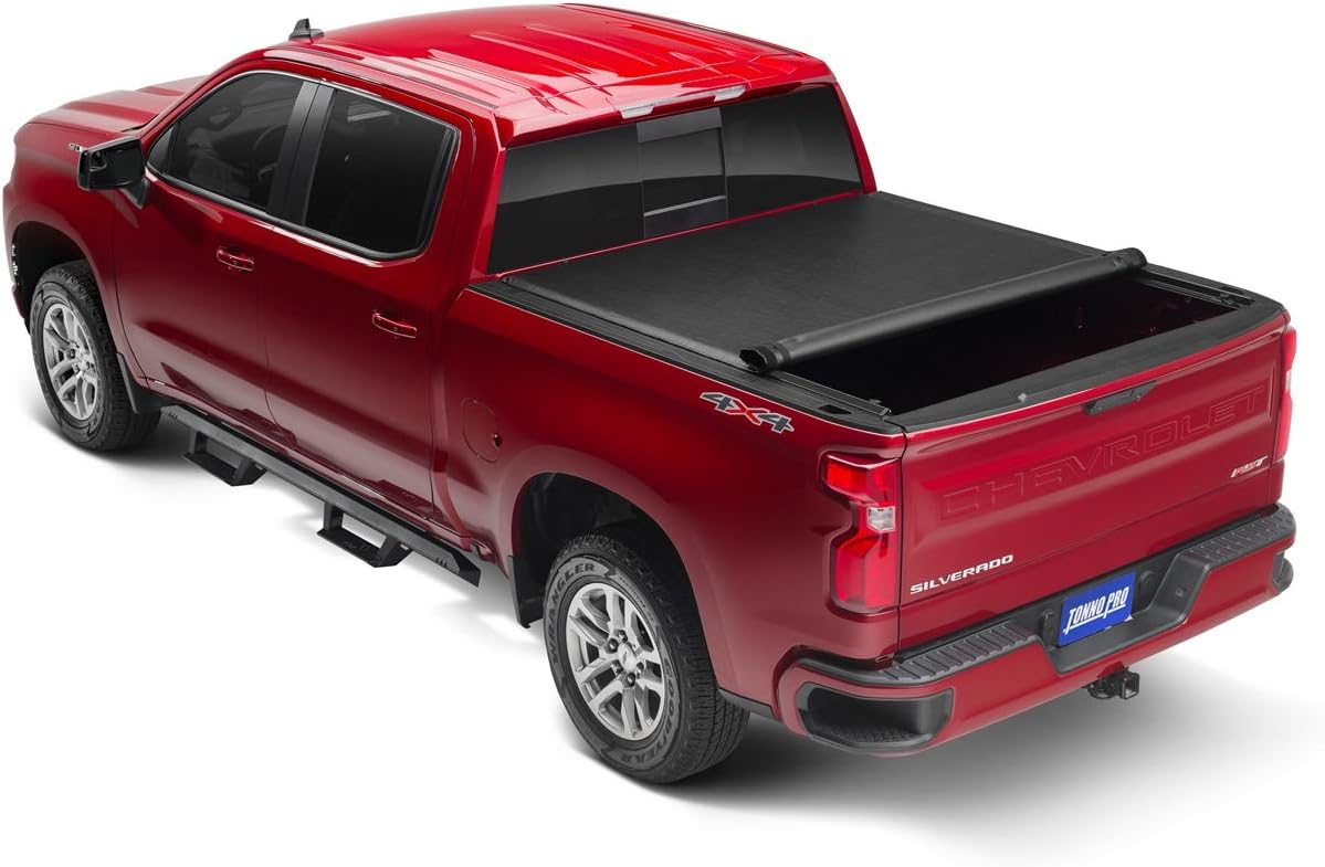 Tonno Pro Lo Roll, Soft Roll-up Truck Bed Tonneau Cover | LR-1100 | Fits 2019 - 2023 Chevy/GMC Silverado/Sierra, works w/ MultiPro/Flex tailgate 6' 7" Bed (79.4")