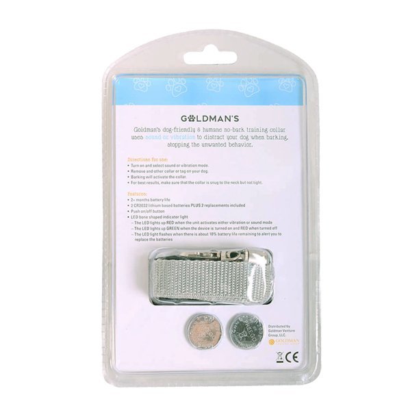 Goldman's Humane No-Bark Training Collar for Dogs - Sound & Vibration, Shock-Free - Size Small