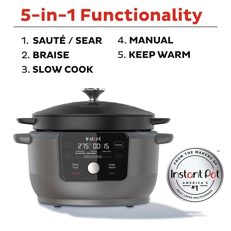 Instant Pot Precision 6-Quart Dutch Oven | 5-in-1 Enameled Cast Iron Multi-Cooker for Braising, Searing, Slow Cooking & Table-Ready Serving