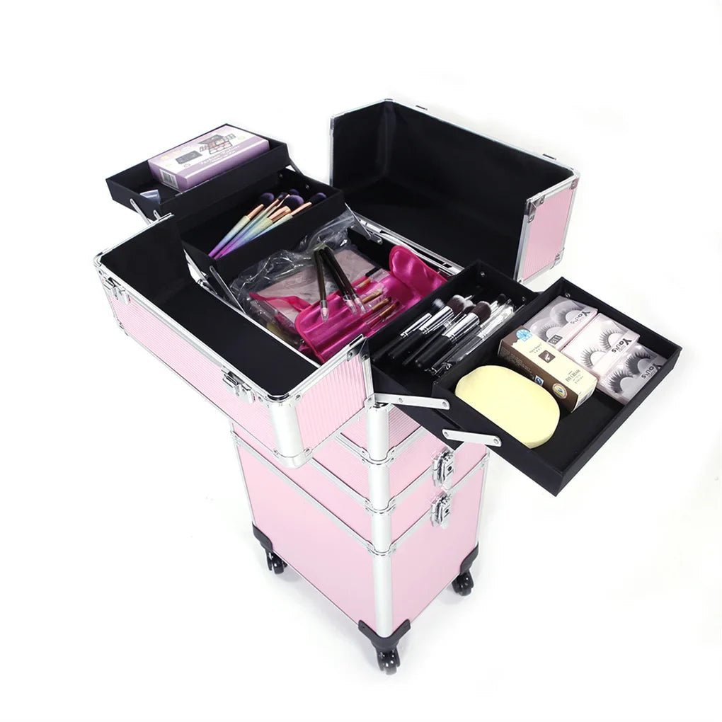 Makeup Trolley Case 4 In 1 With Wheels Lock